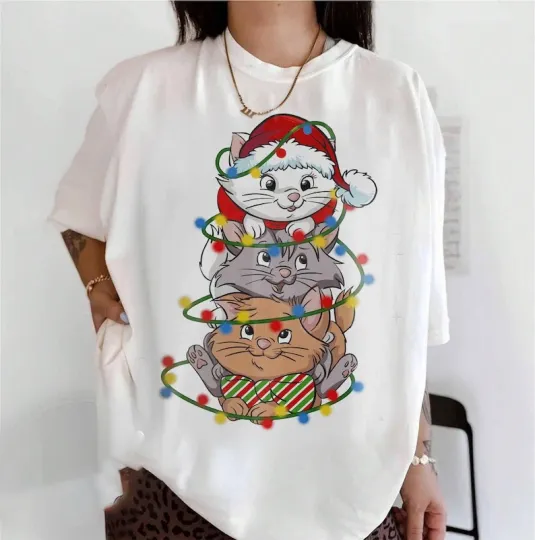 Discover The Aristocats Christmas Tree Lights Merry Xmas Cat Lovers Tshirt Men Women