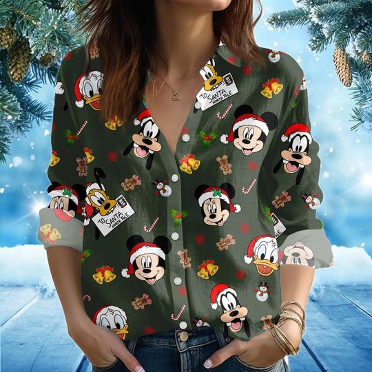 Discover Christmas Disney Mickey And Friends Blouse Shirt, Disney Mickey Santa Xmas Shirt, Magic Kingdom Shirt, Xmas Gift