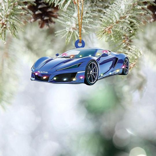Personalized Sport Car Ornament, Auto Racing Christmas Ornament, Racer Ornament Gift, Auto Racing Team Holiday Ornament Decor