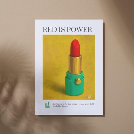 Discover Feminine Pop Art Poster: Red Lipstick, Motivational Quote (Digital Download