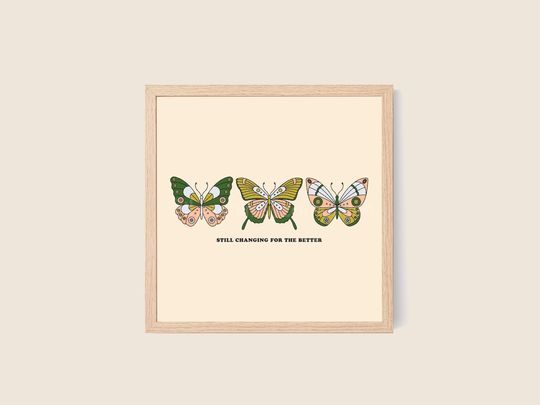 Discover Changing For The Better Print, Butterfly Art Print, Colorful Wall Decor