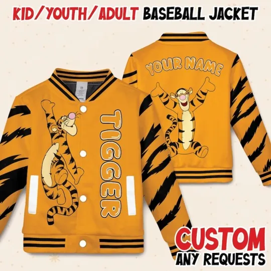 Personalized Funny Tigger Winnie The Pooh Tigger Cosplay Costume Baseball Jacket