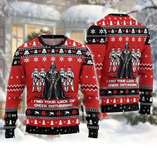 Discover Christmas Star Wars Ugly Sweater, Darth Vader Xmas Sweater, Stormtrooper Knit Sweater, Disney Sweater Outfit, Xmas Holiday Gift