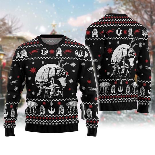 Discover Christmas Star Wars Ugly Sweater, AT-AT Reindeer Xmas Sweater, Galactic Knit Sweater, Xmas Holiday Gift For Men