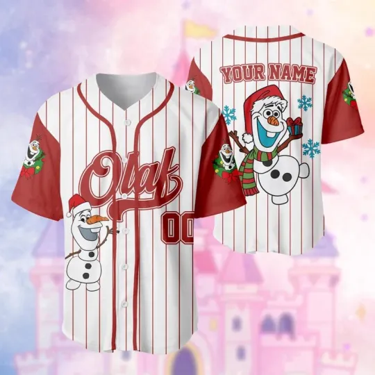 Discover Personalized Funny Olaf Snowman Merry Christmas Baseball Jersey Shirt