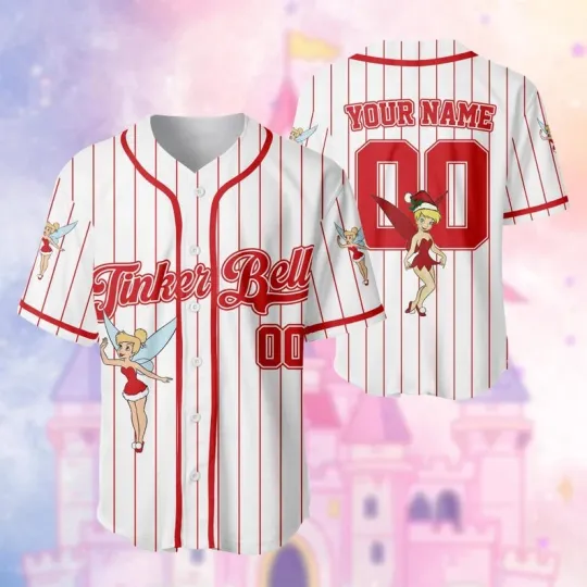 Discover Personalized Tinker Bell Fairy Princess Peter Pan Xmas Baseball Jersey Shirt