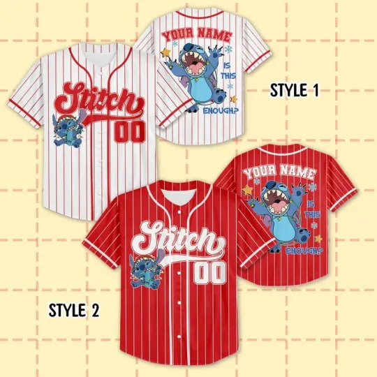 Discover Personalized Funny Stitch Is This Enough Christmas Gift Baseball Jersey Shirt