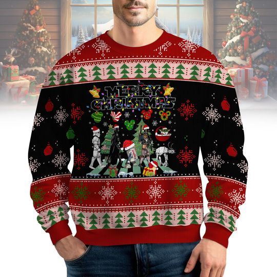 Discover Star War Ugly Christmas Sweater, Galaxys Edge T-Shirt, Disney Movie Sweatshirt, Yoda, Darth Vader Santa Shirt, Disney Christmas Family