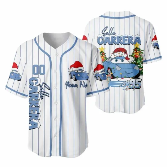 Personalized Pixar Car Sally Carrera Merry Christmas Baseball Jersey Shirt
