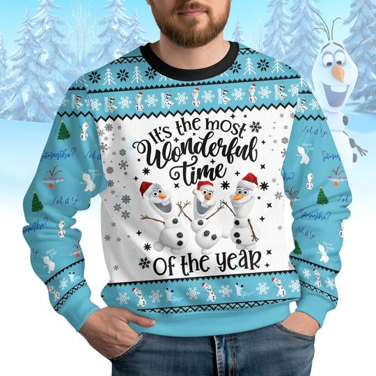 Discover Olaf Ugly Christmas Sweater, Snowman Santa Sweater, Disney Frozen Movie Xmas Sweatshirt, Disneyland Christmas Sweater For Kids Men Wome