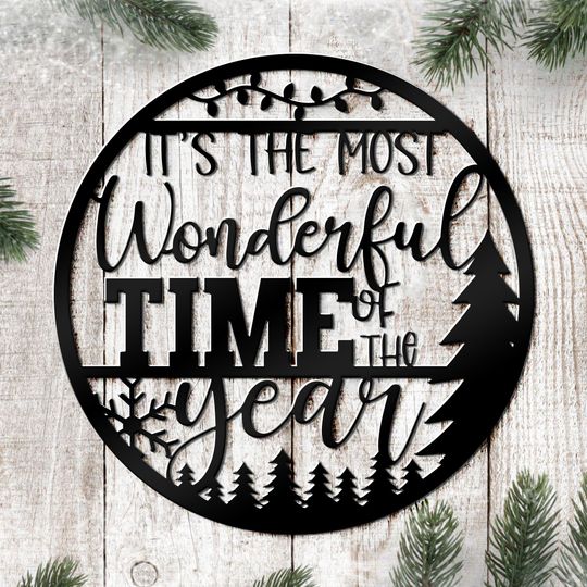 Discover Its the Most Wonderful Time of The Year Metal Sign, Vintage Xmas Sign, Holiday Outdoor Decor, Christmas Vintage Metal, Winter Door Decor