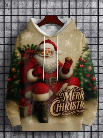 Discover Classic Santa Merry Christmas 3D Hoodie Unisex Pullover Winter Outfit