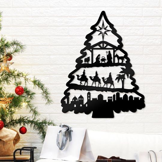 Discover Star Navity Christmas Metal Sign -  Outdoor Christmas Sign - Entrance Porch Sign - Christmas Preparation Sign - Christmas Tree Decor Sign