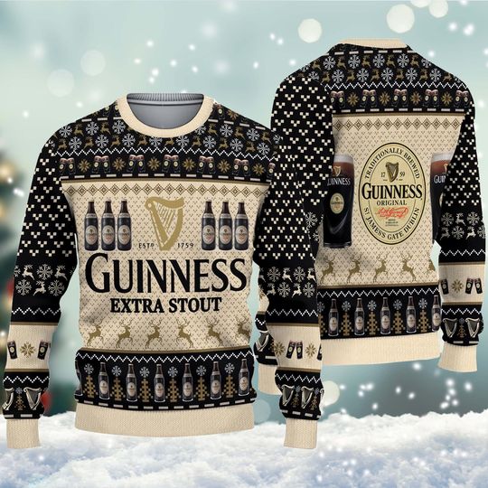 Discover Guinness Beer Christmas Ugly Sweater, Guinness Beer Ugly Sweater, Lover Guinness Beer Ugly Christmas Sweater, Guinness Beer Sweater.