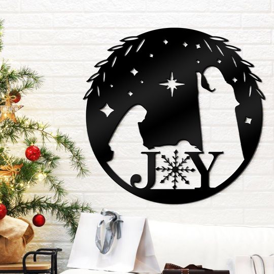 Discover Joy Christmas Metal Sign - Savior Star Navity Christmas Sign - Snowflakes Metal Sign - Entrance Porch Sign - Christmas Preparation Sign