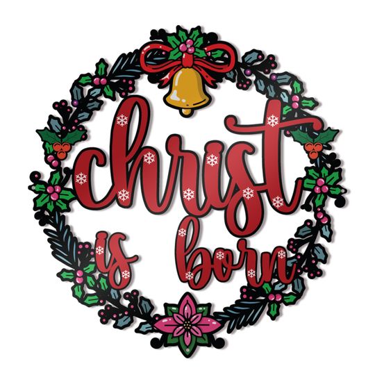Discover Christ is Born Metal Door Decor - Passover Metal Art - Christmas Welcome Metal Gift - Jingle Bells Festive Decor - Floral Theme Church Decor
