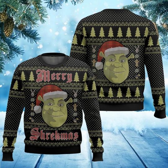 Discover Shrek Christmas Sweater,  Merry Shrekmas Ugly Xmas Sweater, Funny Meme Ugly Sweatshirt, Funny Santa Claus Sweater Men