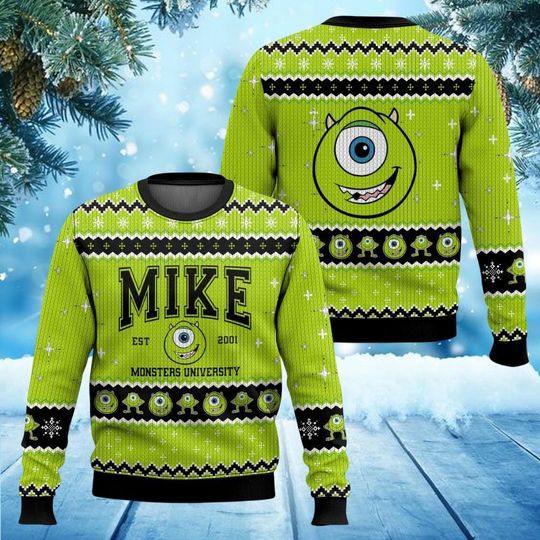 Discover Monsters Inc Ugly Christmas Sweater, Mike Wazowski Xmas Sweater, Disney Christmas Gift