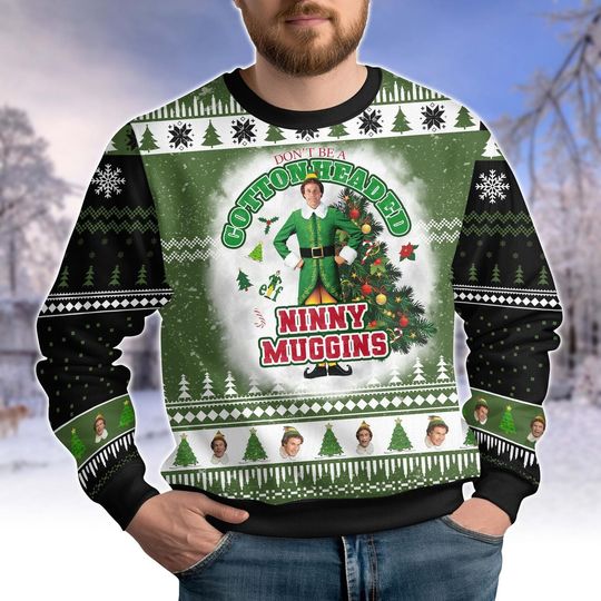 Discover Buddy The Elf Christmas Ugly Sweater, Elf Cotton Headed Ninny Muggins Sweater, Xmas Classic Movie Sweatshirt, Disney Vacation Trip Shir