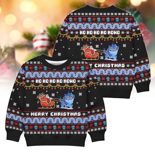 Discover Kpop Tiger Santa Sleigh Ugly Christmas Sweater, Blue Tiger Santa Sweatshirt, Kpop Hunter Xmas Holiday Sweater, Santa Gift for Men Women