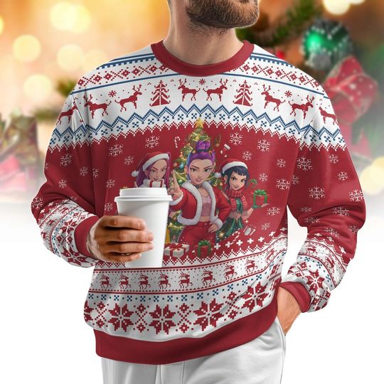 Discover Demon Hunter Movie Ugly Christmas Sweater, Blue Tiger Sweater, Xmas Holiday Gift For Men Women, Xmas Shirt Kpop For Fan, Sweatshirt For Kids