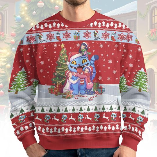 Discover Kpop Hunter Christmas Ugly Sweater, Blue Tiger Santa Hat Sweater, Fun Christmas Gift For Men Women, Xmas Holiday Gift For Kpop Fan