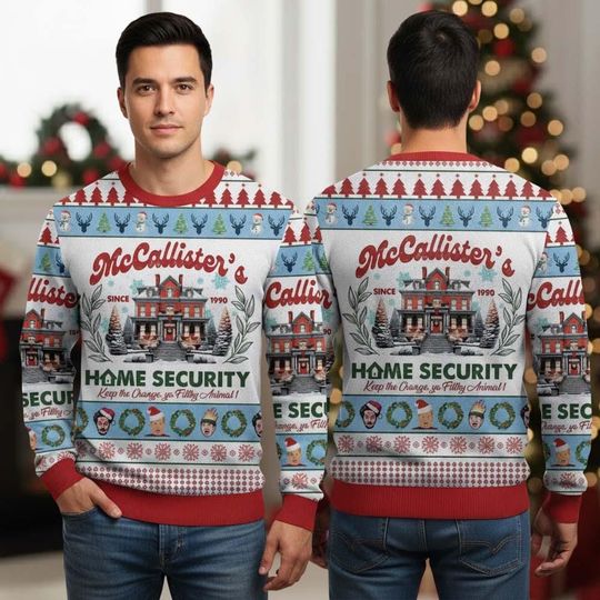 Discover Home Alone Ugly Christmas Sweater, Home Security Movie Sweater, Ya Filthy Animal Santa Sweatshirt, Xmas Holiday Gift For Men And Women