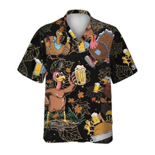 Discover Drunk Turkey Thanksgiving Hawaiian Shirt, Funny Thanksgiving Day Aloha Shirt, Festive Tropical Shirt for Men Women