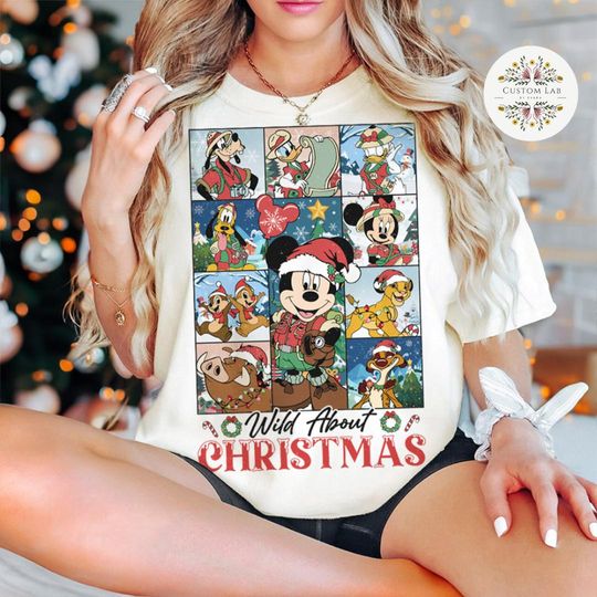 Discover Mickey and Friends Wild about Christmas Disney Animal Kingdom Shirt, Lion King Simba Timon Pumbaa Christmas Family Safari Trip, Safari Mode