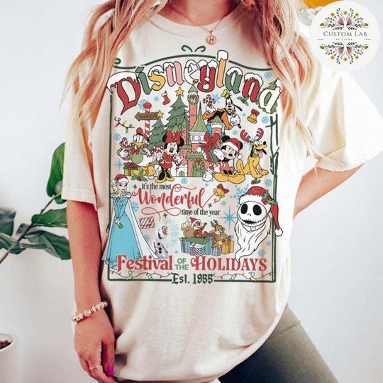 Discover It's The Most Wonderful Time of the Year Mickey & Friends Disneyland Christmas Shirt, Disney Elsa Olaf Merry Christmas Family Trip