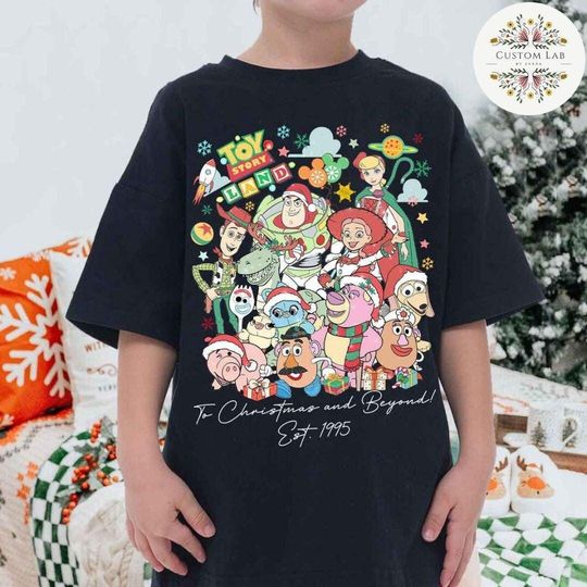 Discover Vintage Disney Toy Story Christmas Shirt, Toy Story Land Family Christmas Group Matching, Buzz Lightyear Woody Santa To Christmas and Beyond