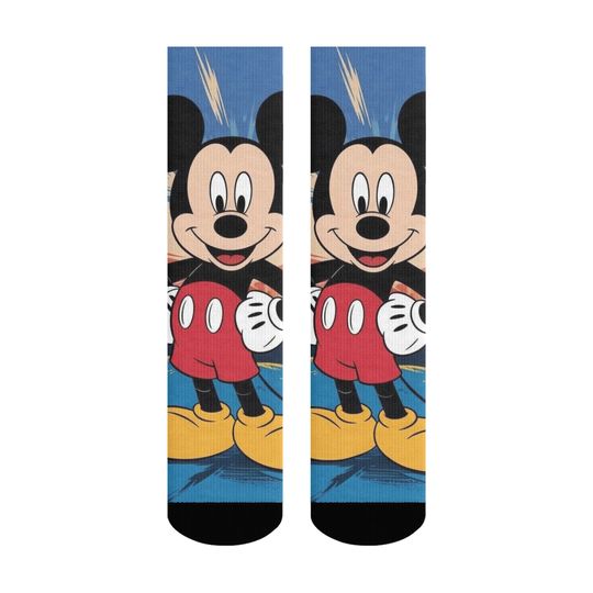 Discover 1 Pair Adorable Mickey Mouse Cartoon Crew Socks