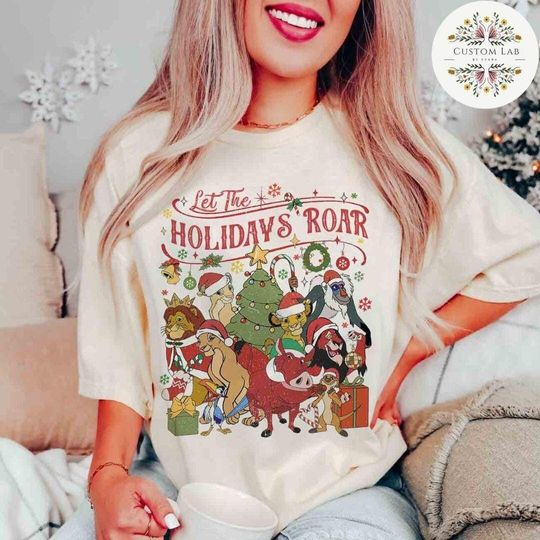 Discover Disney The Lion King Christmas Shirt, Simba Timon Pumbaa Mufasa Animal Kingdom Holiday Family Safari Trip, Safari Mode Xmas Group Matching