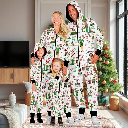 Discover Christmas Elf One-Piece Pajamas, Santa Buddy Elf Xmas Jumpsuit, Funny Elf Movie Onesie, Christmas Movie Pjs, Xmas Party Gifts