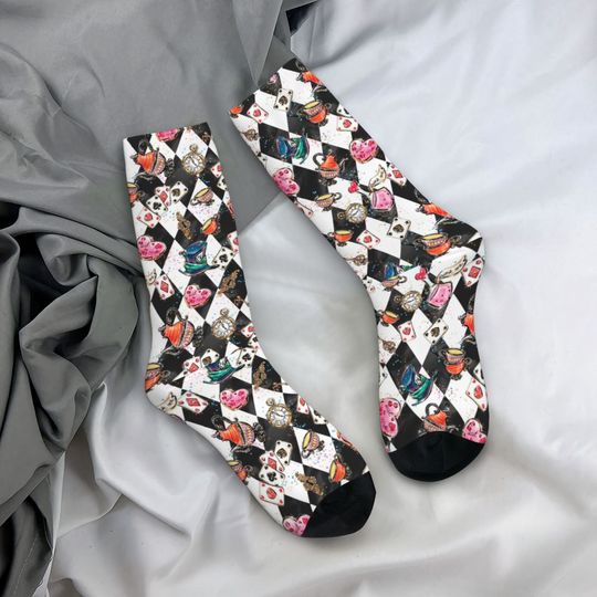 Alice In Wonderland Poker Tea Socks Men Women