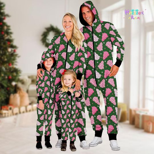 Christmas Tree Cakes Kigurumi Onesie, One-piece Pajama, Family Christmas Jumpsuit, Cosplay Loungewear, Christmas Gift , Birthday