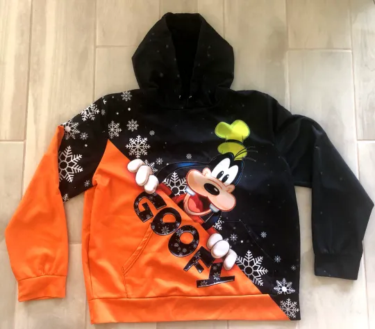 Discover RARE HTF DISNEY GOOFY CHRISTMAS WINTER 3D XL MENS PULLOVER LONG SLEEVE HOODIE