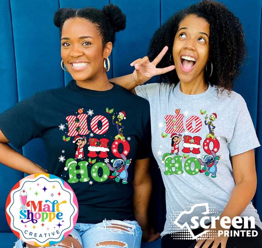 Discover MALT SHOPPE Disney Ho Ho Ho Lilo Stitch Ohana Family Tee Shirt
