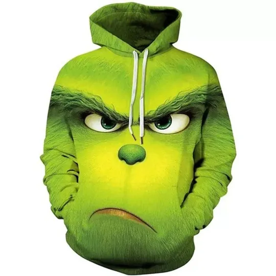 Discover The Grinch_s 3D Pullover Hoodie Sweatshirt Dr Seuss Christmas Hooded Top, Medium