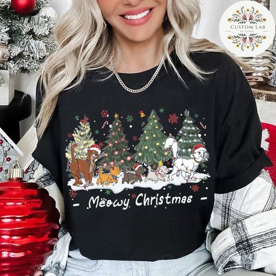 Discover The Aristocats Disney Christmas Cat Shirt, Duchess Thomas Toulouse Berlioz Marie Cat Christmas Tree, Cat Lovers, Cat Mom Dad Holiday Gifts