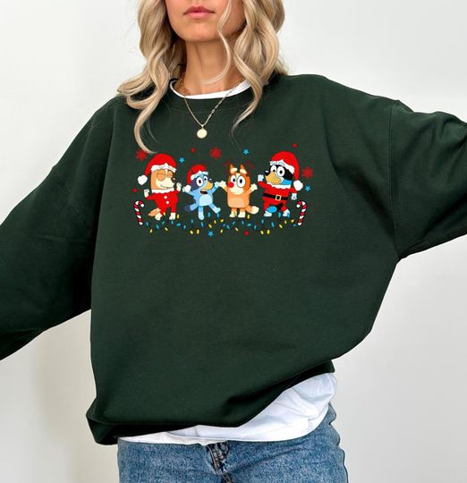 Discover Blu Dog Family Christmas Shirt: Custom Kids' Sweatshirt