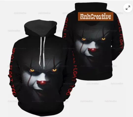 Pennywise 3D HOODIE BEST PRICE US SIZE HALLOWEEN GIFT CHRISTMAS GFT OVER PRINT