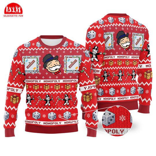 Monopoly Board Game Christmas Ugly Sweater, Monopoly Game Christmas Sweatshirt, Christmas Matching Game Ugly Sweater, Christmas Gift Shirt