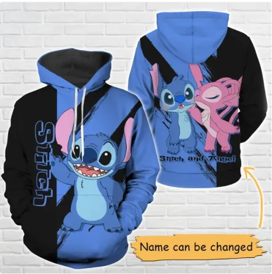 Discover Stitch And Angel Couple BLUE 3D HOODIE HALLOWEEN GIFT CHRISTMAS GIFT BEST PRICE
