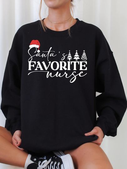 Discover Santa's Favorite Nurse Christmas Sweatshirt & T-shirt, Nurse Christmas Gift, Nurse Christmas Shirt, Christmas Sweatshirt, Doctor Christmas