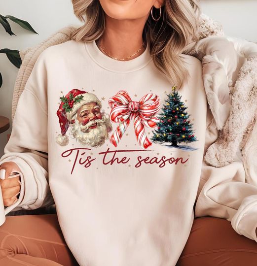 Discover Tis The Season Christmas Sweatshirt, Retro Christmas Sweaters