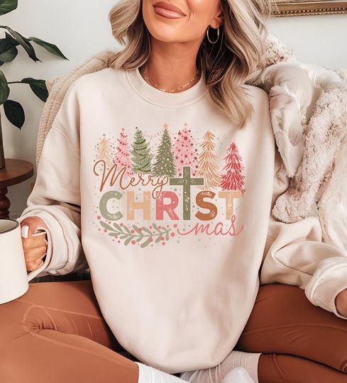 Discover Christmas Trees Sweatshirt, Merry Christmas Sweatshirt, Holiday Sweater