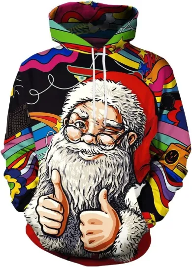Discover Unisex 3D Print Santa Claus Hoodie Funny Christmas