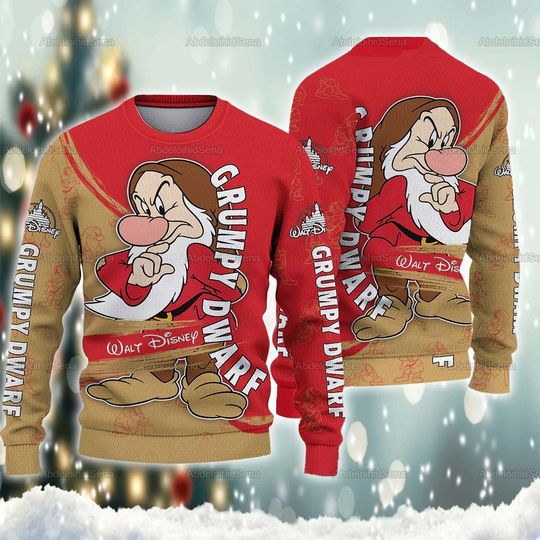 Discover Disney Grumpy Ugly Sweater, Grumpy Seven Dwarfs Sweatshirt, Grumpy Snow White Christmas Sweater, Snow White Xmas