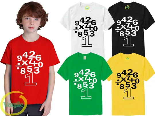Discover Kids Boys Girls Number Day Math Symbols School T-Shirt
